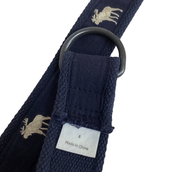 ABERCROMBIE & FITCH Kids Belt Size 8 Navy Blue A+F Moose Logo Adjustable D-ring - Picture 6 of 8
